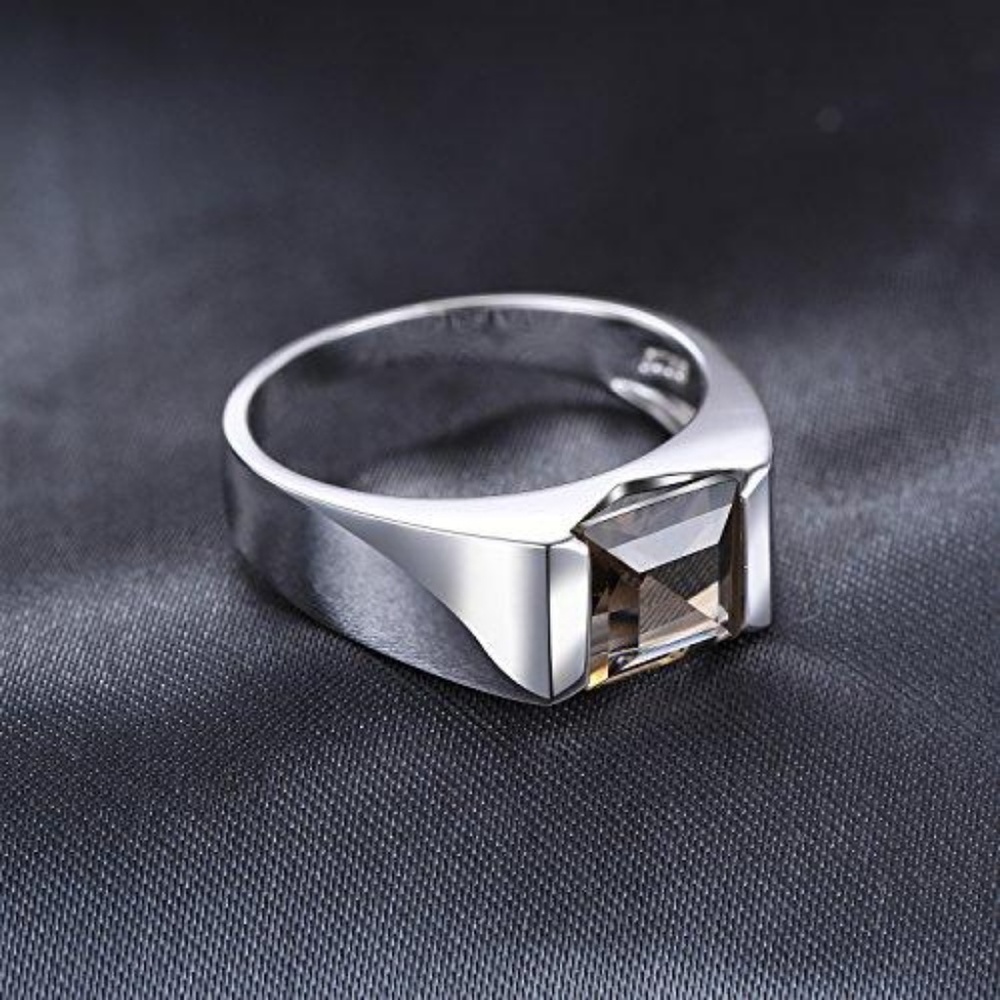 Men's Square 2.2ct Smoky Quartz Ring - Picture 2 of 5